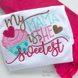 My Mama is the Sweetest Mother's Day shirt or bodysuit for girls -- cupcake theme in pink and aqua - Darling Little Bow Shop