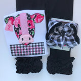 Buffalo Plaid hairbow -- 6” or 4-5" Large hairbow with optional headband -- white and black buffalo plaid - Darling Little Bow Shop