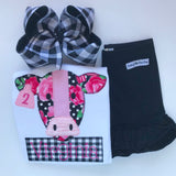 Buffalo Plaid hairbow -- 6” or 4-5" Large hairbow with optional headband -- white and black buffalo plaid - Darling Little Bow Shop