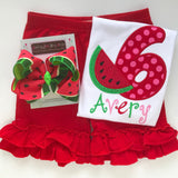 Watermelon bow -- 6" Large hairbow with optional headband -- red and green watermelon-m - Darling Little Bow Shop
