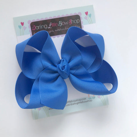 Cornflower Blue Bow -- cornflower blue hairbow -- choose 3" 4" 5" or 6" bow -- AMAZING quality handmade in Tennessee - Darling Little Bow Shop
