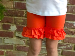 Orange Crush Ruffle Shorties, Orange Ruffle Shorts