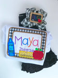 Girls Chalkboard Shirt for back to school, first day of Kindergarten,  chalkboard shirt with grade and name - Darling Little Bow Shop
