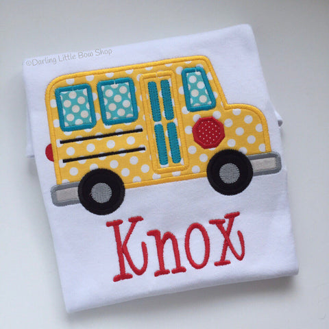 School Bus Shirt for boys -- perfect for kindergarten and the first day of school - Darling Little Bow Shop