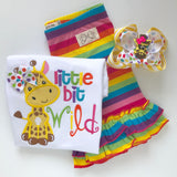 Giraffe hairbow in yellow and rainbow polka dots - 5" double bow - Darling Little Bow Shop