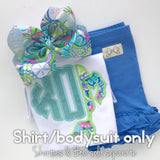 Mermaid Girls shirt, ruffle shirt, tank or bodysuit - Magical Mermaid Monogram - light blue and Lilly inspired monogram - Darling Little Bow Shop