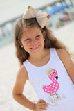 Flamingo shirt, tank top or bodysuit for girls - pink and gold for summertime - flamingo shirt for the beach - Darling Little Bow Shop
