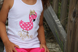 Flamingo shirt, tank top or bodysuit for girls - pink and gold for summertime - flamingo shirt for the beach - Darling Little Bow Shop