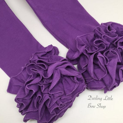 Grape Ruffle Leggings - Purple Icings Ruffle Leggings - gorgeous knit ruffle leggings - size NB to 10 - Darling Little Bow Shop
