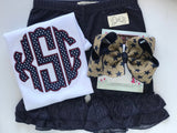 Burlap Bow for 4th of July, navy stars in burlap-look ribbon, choose 4-5" or 6" - Darling Little Bow Shop