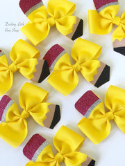 Pencil HairBows - order as a single bow or pigtail set - perfect for kindergarten or preschool