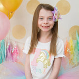 Unicorn Birthday Shirt or Bodysuit - A Magical Birthday with a pastel rainbow and gold unicorn - Darling Little Bow Shop