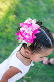 Flamingo bow, Flamingo hairbow, hot pink Flamingo bow -- Fancy Flamingo -- flamingo bow in hot pink and gold -- choose 4-5" or 6-7" bow - Darling Little Bow Shop