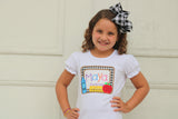 Girls Chalkboard Shirt for back to school, first day of Kindergarten,  chalkboard shirt with grade and name - Darling Little Bow Shop