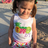 Tutti Frutti Pineapple Birthday Shirt or bodysuit for girls, Pineapple Shirt with ONE or TWO - Tutti Frutti - pineapple theme birthday shirt - Darling Little Bow Shop