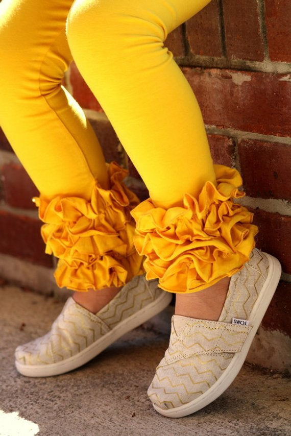 Mustard Ruffle Leggings Mustard Icings Ruffle Leggings Darling