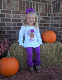 Thanksgiving bodysuit or shirt for girls -- Pretty Plum Turkey - Darling Little Bow Shop