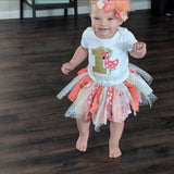 Flamingo Tutu Outfit -- Coral and Gold Flamingo Birthday Outfit - Darling Little Bow Shop