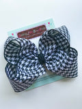 Houndstooth bow, houndstooth hairbow -- 4-5" or 6" lightweight bow - Darling Little Bow Shop