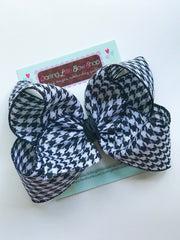 Houndstooth bow, houndstooth hairbow -- 4-5" or 6" lightweight bow