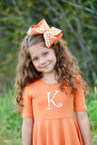 Pumpkin Dress for Girls, Twirly Dress a beautiful burnt shade of orange - Darling Little Bow Shop