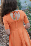 Pumpkin Dress for Girls, Twirly Dress a beautiful burnt shade of orange - Darling Little Bow Shop