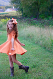 Pumpkin Dress for Girls, Twirly Dress a beautiful burnt shade of orange - Darling Little Bow Shop