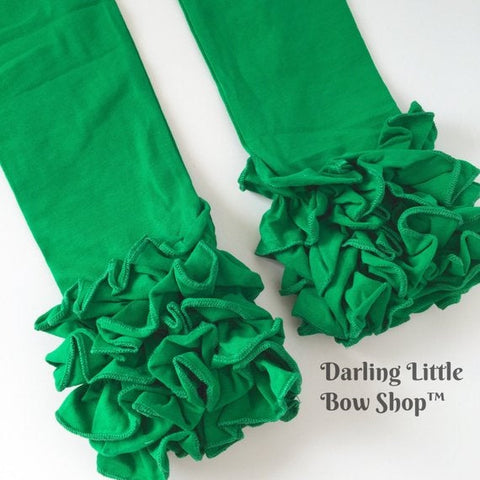 Emerald Green Ruffle Leggings - Kelly Green Ruffle Leggings - gorgeous knit ruffle leggings - Darling Little Bow Shop