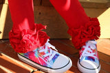 Red Ruffle Leggings - Red Ruffle Leggings - gorgeous knit ruffle leggings - Darling Little Bow Shop