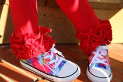 Red Ruffle Leggings - Red Ruffle Leggings - gorgeous knit ruffle leggings
