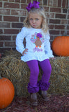 Thanksgiving bodysuit or shirt for girls -- Pretty Plum Turkey - Darling Little Bow Shop
