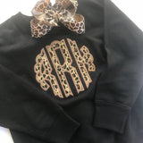 Leopard print monogram sweatshirt - Darling Little Bow Shop