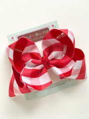 Red Gingham Hairbow, Red Plaid hairbow -- 6" or 4-5"
