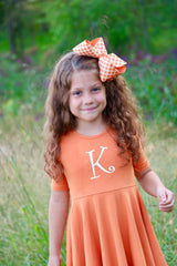 CLEARANCE Pumpkin Dress for Girls, Twirly Dress a beautiful burnt shade of orange