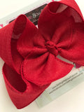 Red Burlap hairbow -- 6" or 4-5" hairbow with optional headband - Darling Little Bow Shop