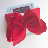 Red Burlap hairbow -- 6" or 4-5" hairbow with optional headband - Darling Little Bow Shop