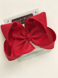 Red Burlap hairbow -- 6" or 4-5" hairbow with optional headband - Darling Little Bow Shop