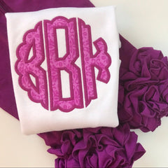 Pretty Plum Monogram shirt for girls, plum monogram bodysuit for baby girls