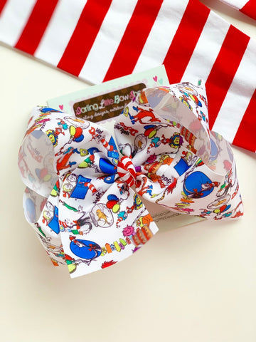 School Bow, reading theme hairbow in 4-5 inch or 7 inch size - Darling Little Bow Shop