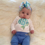 Mermaid Girls shirt, ruffle shirt, tank or bodysuit - Magical Mermaid Monogram - light blue and Lilly inspired monogram - Darling Little Bow Shop
