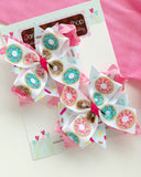 Donut Pigtail bows - small donut hairbows - Darling Little Bow Shop