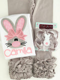 Light Gray Ruffle Leggings - April Showers Ruffle Leggings - gorgeous knit ruffle leggings - size NB to 10 with FREE SHIPPING - Darling Little Bow Shop