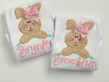 Easter Bunny Shirt or Bodysuit for girls - Hippity Hop - pastel pink, mint - Darling Little Bow Shop