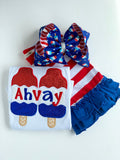 Bomb Pop bow, 4th of July Bomb Pop bow in red, white and blue 4-5" or 6" - Darling Little Bow Shop