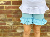 Cotton Candy Blue Ruffle Shorties, Light Blue Ruffle Shorts - Darling Little Bow Shop