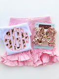 Pink and Gold Leopard Print hairbow -- choose 4-5" or double stacked bow -- AMAZING quality handmade in Tennessee - Darling Little Bow Shop