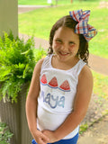 Red white and blue Plaid hairbow -- 6-7" or 4-5" Large hairbow with optional headband -- patriotic bow for 4th of July - Darling Little Bow Shop