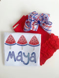Red white and blue Plaid hairbow -- 6-7" or 4-5" Large hairbow with optional headband -- patriotic bow for 4th of July - Darling Little Bow Shop