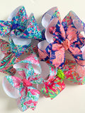 Lilly Pulitzer inspired bows hairbows 6 prints available 4", 5" double or 7" bows - Darling Little Bow Shop