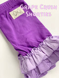 Grape Crush purple ombre Ruffle Shorties, purple Ruffle Shorts - knit ruffle shorties sizes 6m to girls 10 - Free Shipping - Darling Little Bow Shop